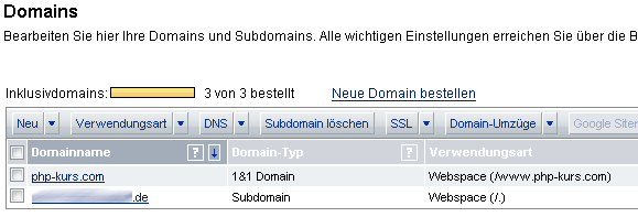 Verzeichnis für Domain bei Webhoster anlegen