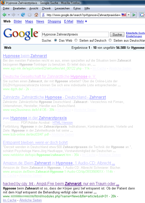 gehackte Seite im Google Index gehackte Seite im Google Index