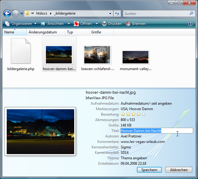 Bilder mit Titel versehen, der in der Bilddatei gespeichert wird - durch IPTC und EXIF einfach möglich