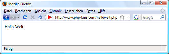 Hallo Welt PHP-Programm auf Webserver Hallo Welt PHP-Programm auf Webserver