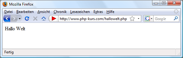 Hallo Welt PHP-Programm auf Webserver