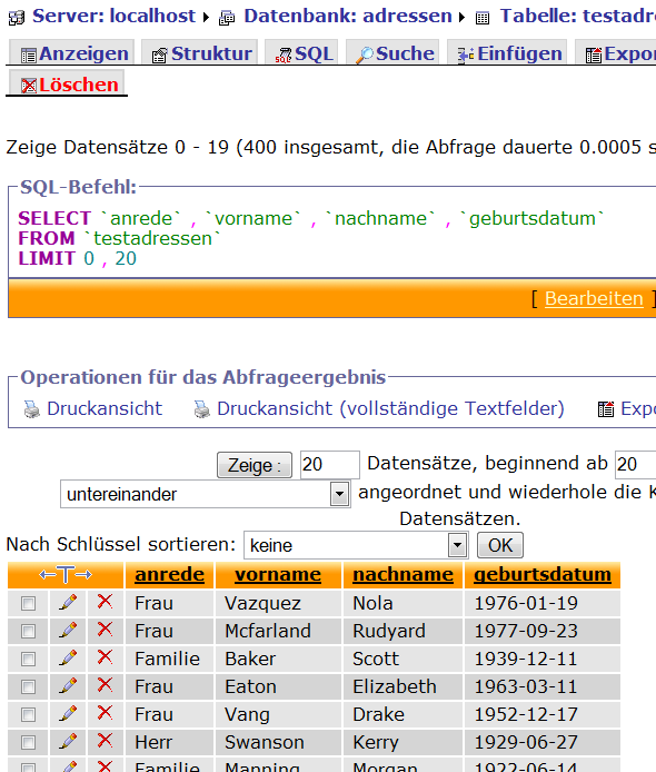 MySQL-Anweisungen direkt eingeben