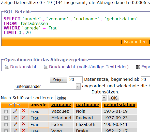 MySQL-Anweisungen direkt eingeben