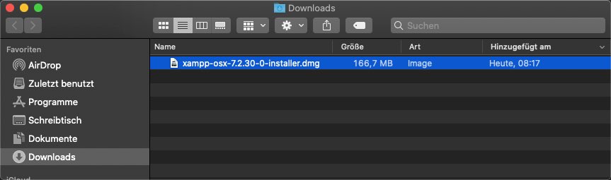 xampp-oxs-installer.dmg im Ordern Downloads