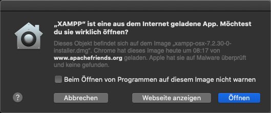 Sicherheitsabfrage OS X zu XAMPP