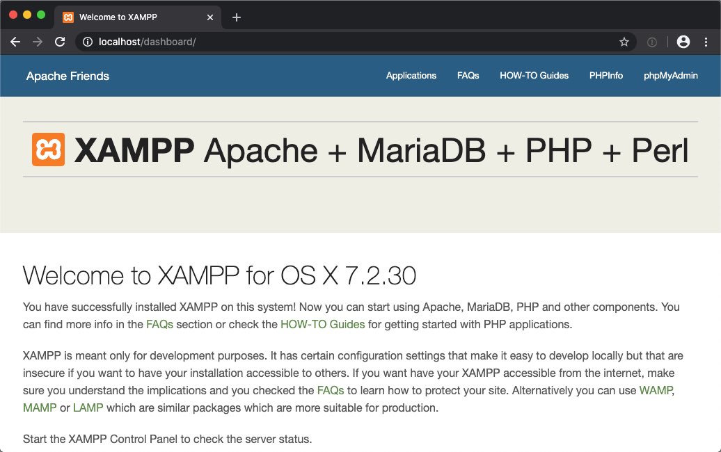 Willkommensseite von XAMPP für OX X